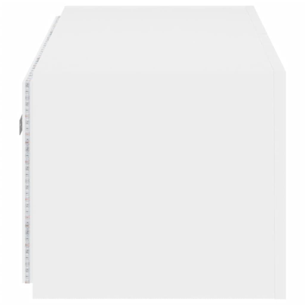 Wall-mounted TV cabinet with LED lights, white, 80x35x31 cm