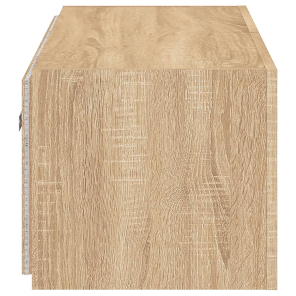 Wall-mounted TV cabinet with LED lights, sonoma oak, 80x35x31 cm