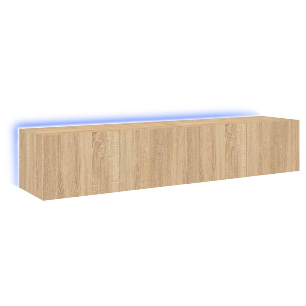 Wall-mounted TV cabinet with LED, 2 pcs. sonoma oak, 80x35x31 cm