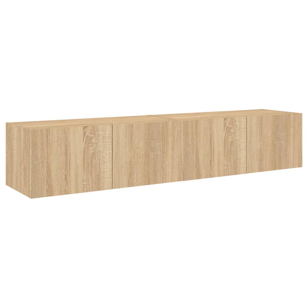 Wall-mounted TV cabinet with LED, 2 pcs. sonoma oak, 80x35x31 cm