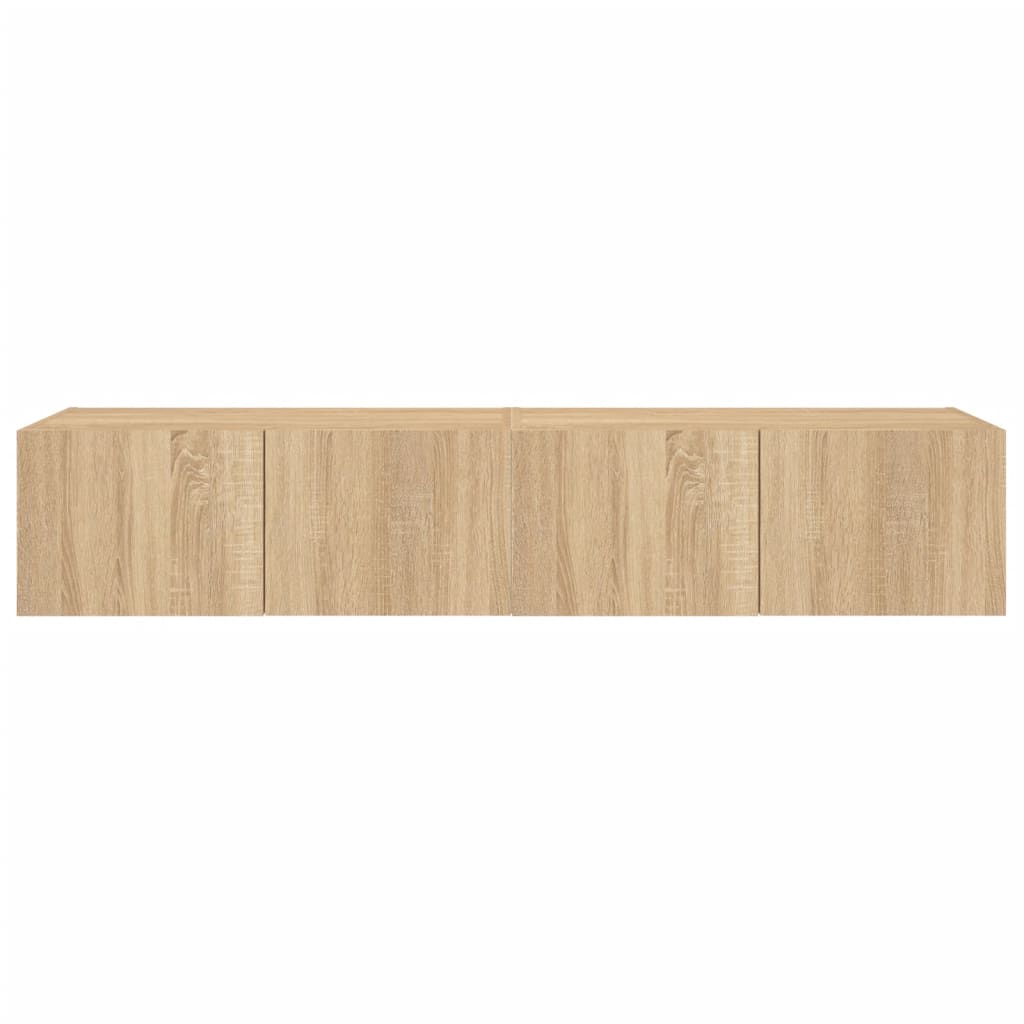 Wall-mounted TV cabinet with LED, 2 pcs. sonoma oak, 80x35x31 cm