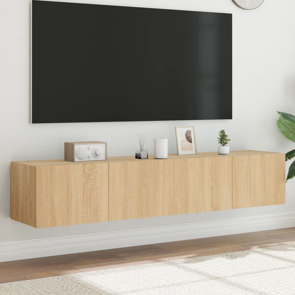 Wall-mounted TV cabinet with LED, 2 pcs. sonoma oak, 80x35x31 cm