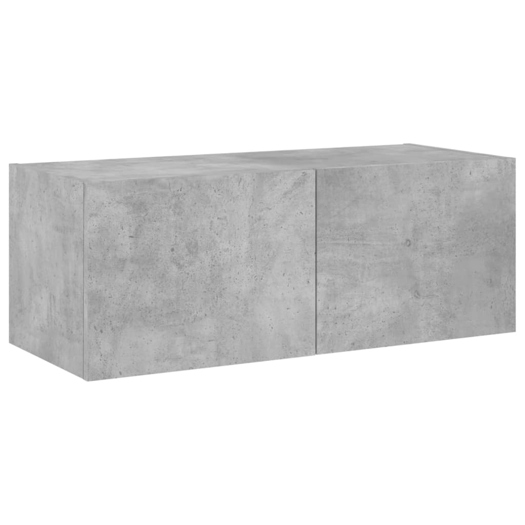 Wall-mounted TV cabinet with LED lights, concrete gray, 80x35x31 cm