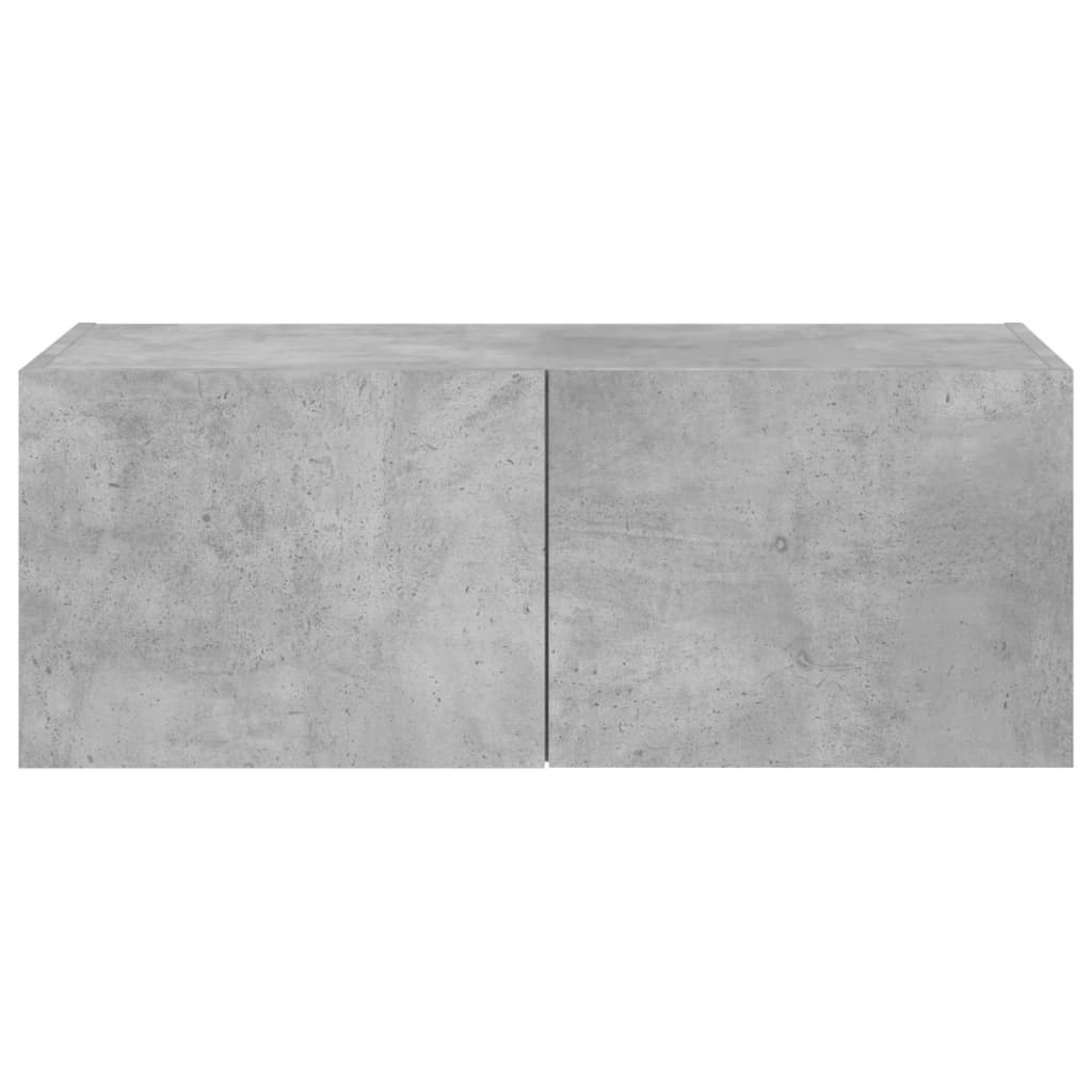 Wall-mounted TV cabinet with LED lights, concrete gray, 80x35x31 cm