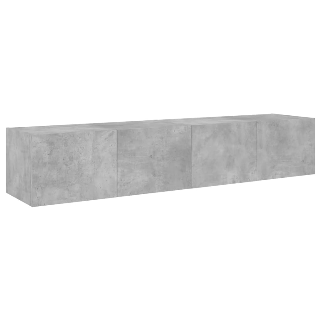 Comode TV de perete cu lumini LED 2 buc. gri beton 80x35x31 cm