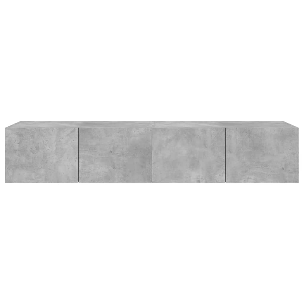 Comode TV de perete cu lumini LED 2 buc. gri beton 80x35x31 cm
