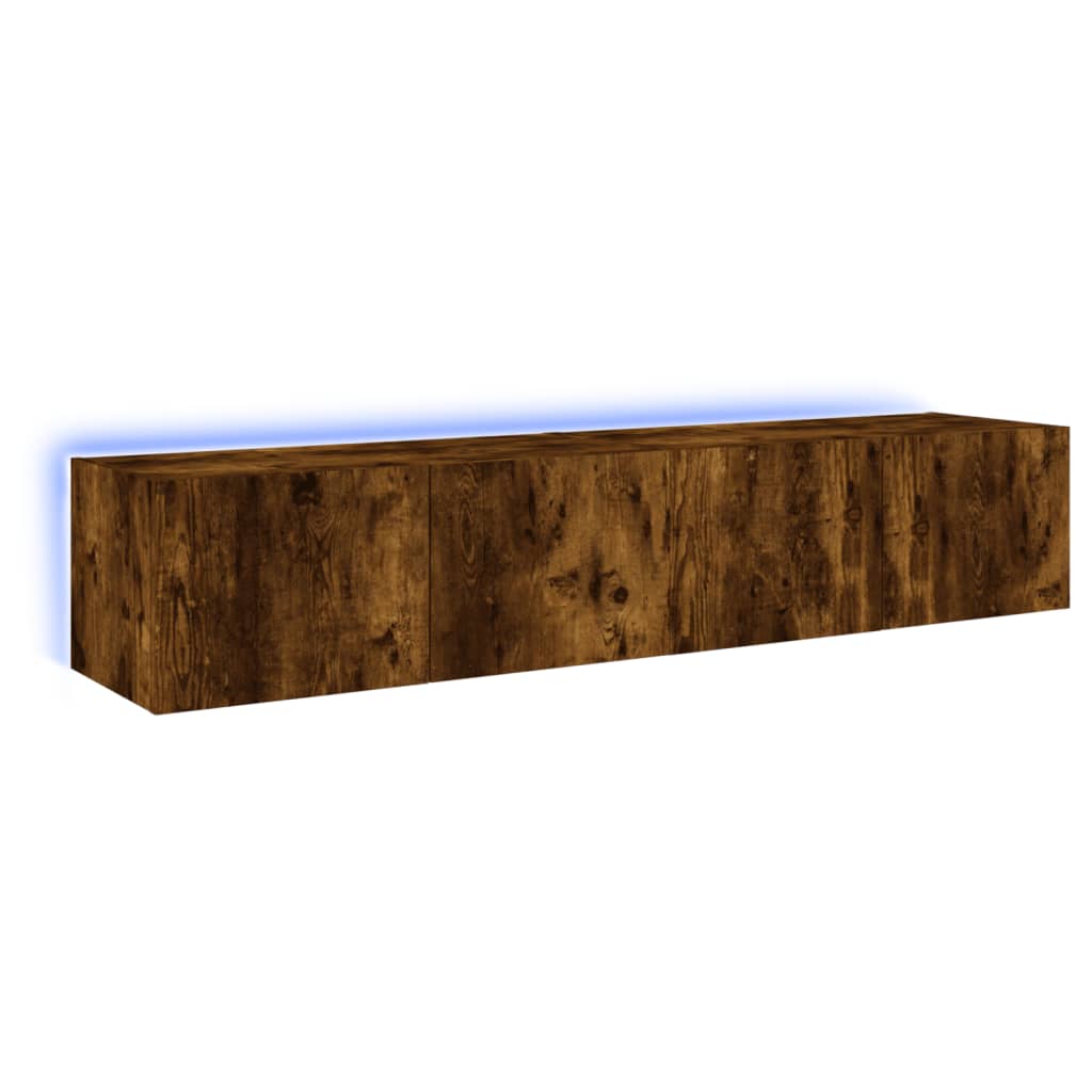 Wall-mounted TV cabinet with LED, 2 pcs. smoky oak, 80x35x31 cm