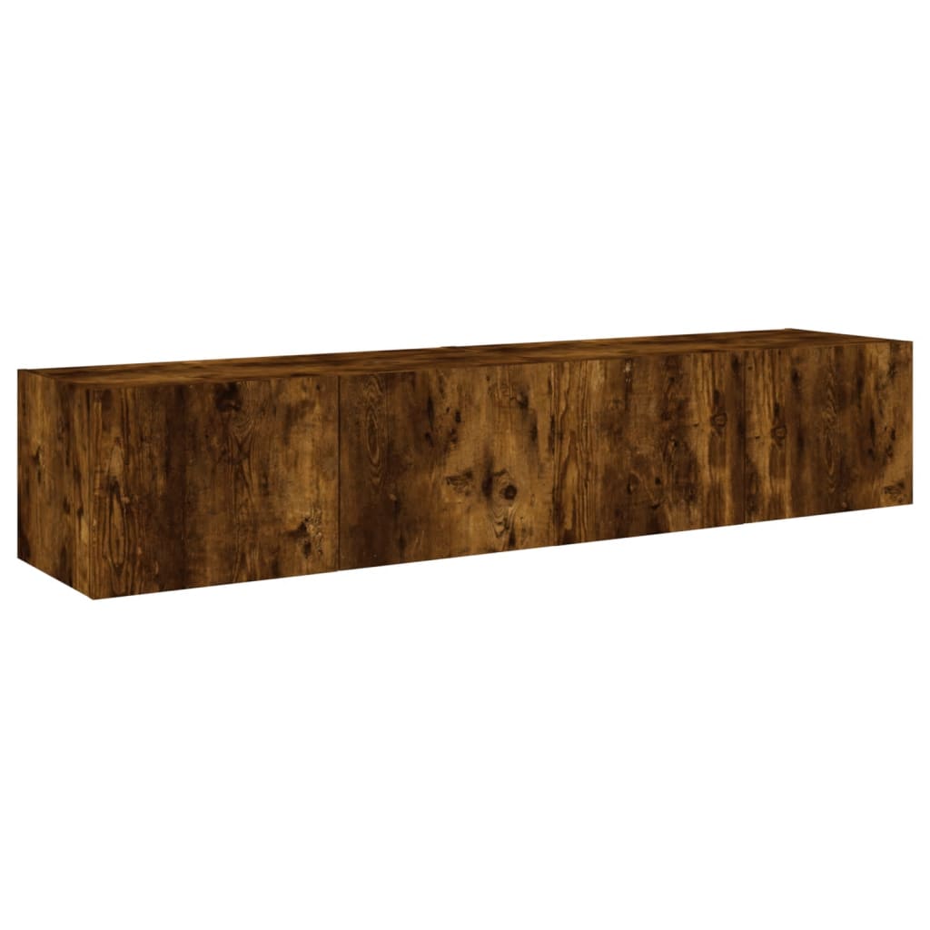 Wall-mounted TV cabinet with LED, 2 pcs. smoky oak, 80x35x31 cm