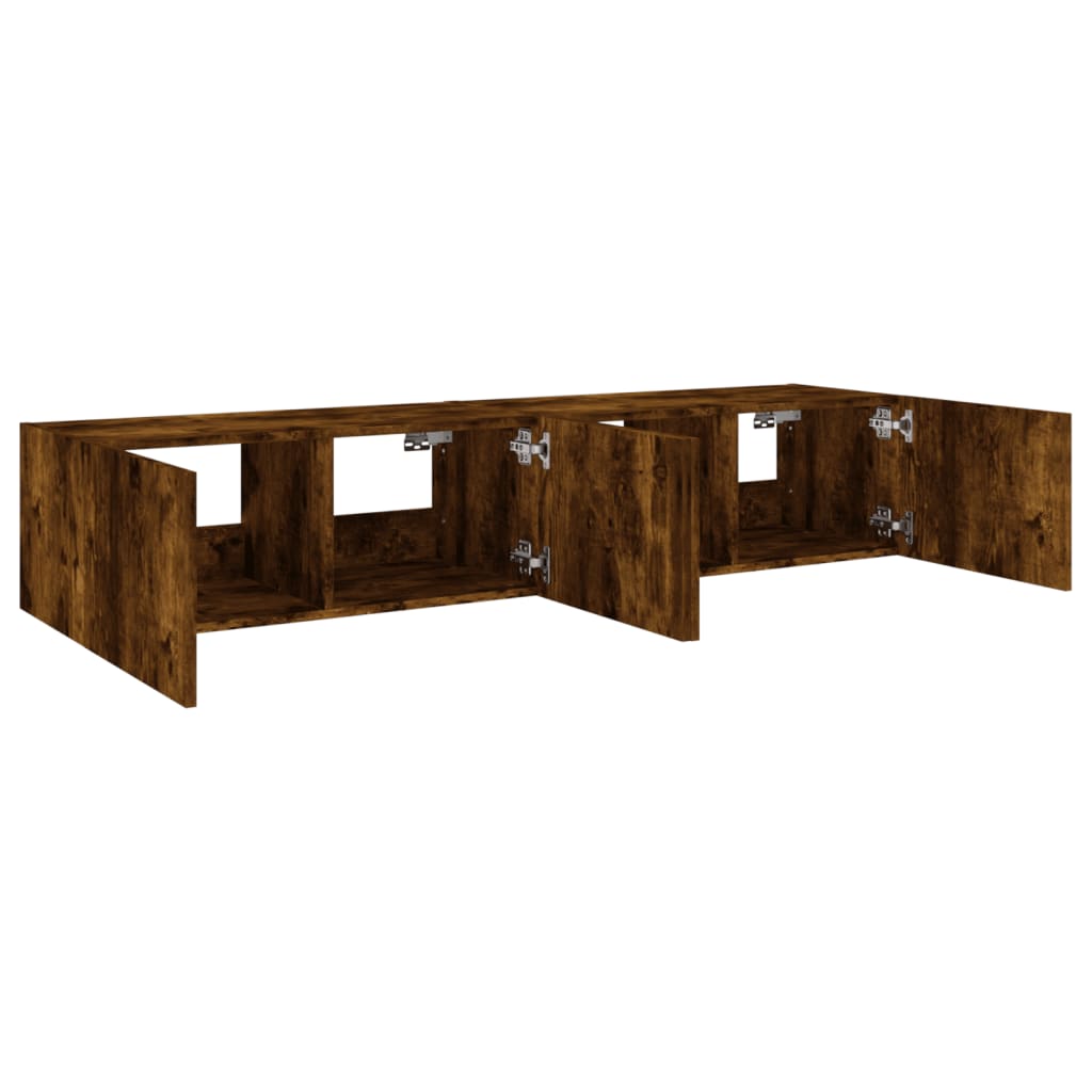 Wall-mounted TV cabinet with LED, 2 pcs. smoky oak, 80x35x31 cm