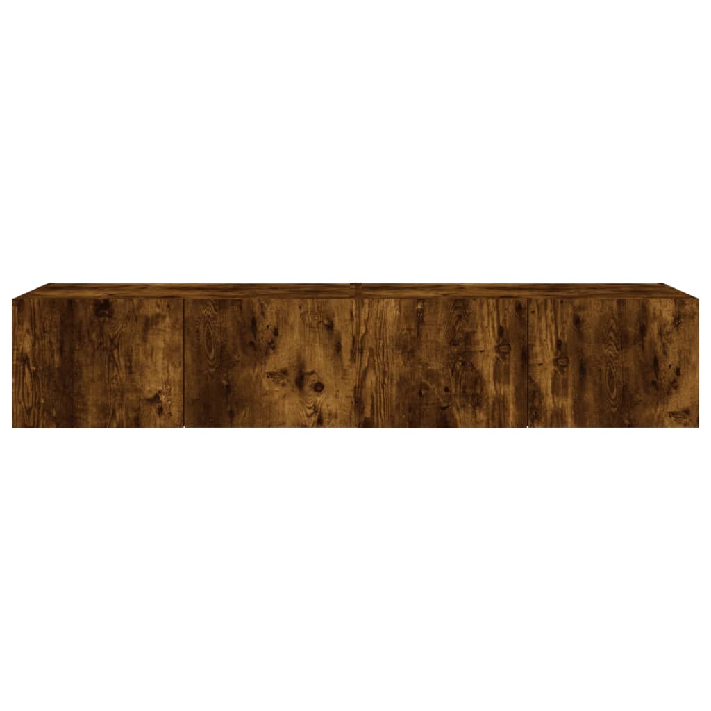 Wall-mounted TV cabinet with LED, 2 pcs. smoky oak, 80x35x31 cm