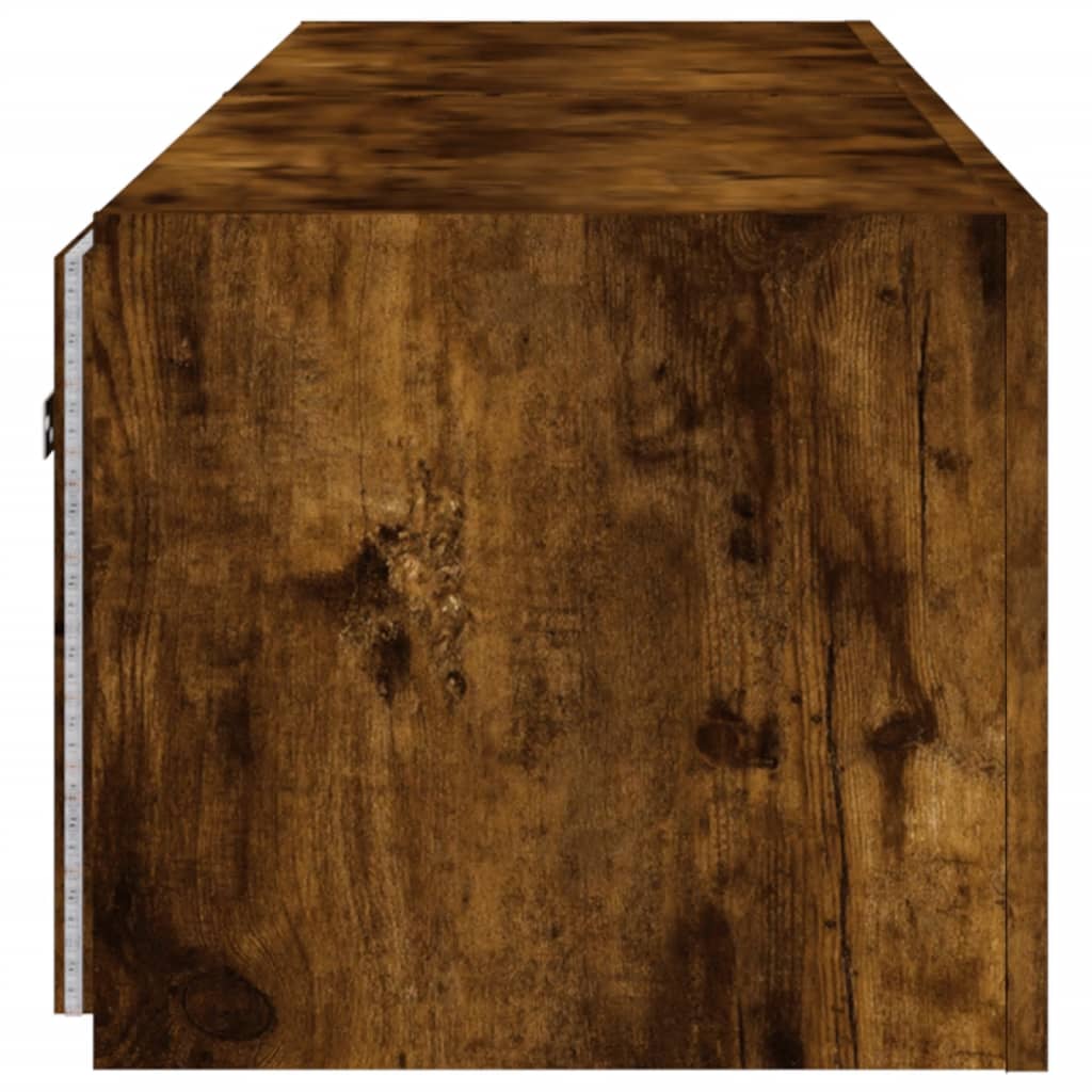 Wall-mounted TV cabinet with LED, 2 pcs. smoky oak, 80x35x31 cm