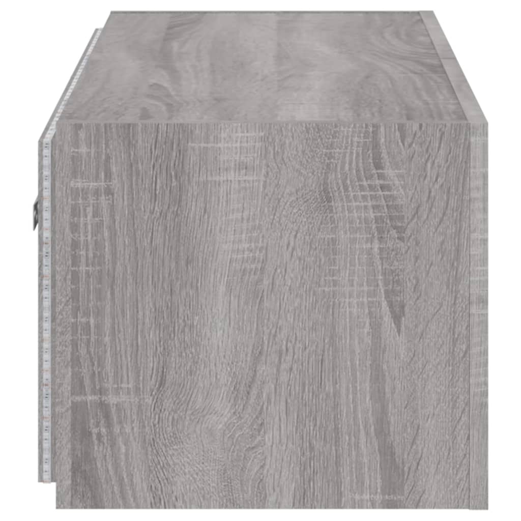 Wall-mounted TV cabinet with LED lights, sonoma gray, 80x35x31 cm