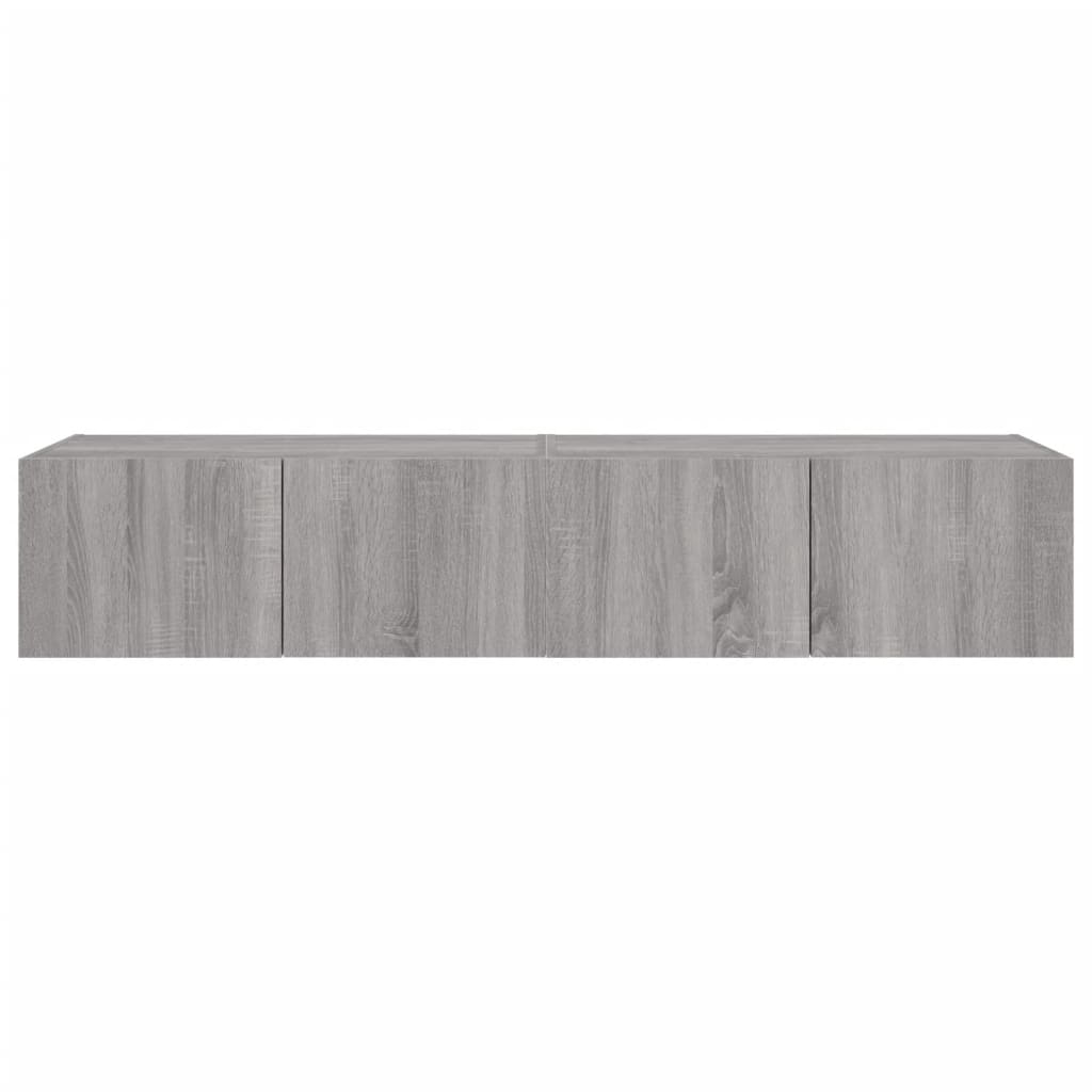 Comodă TV de perete cu LED, 2 buc, gri sonoma, 80x35x31 cm