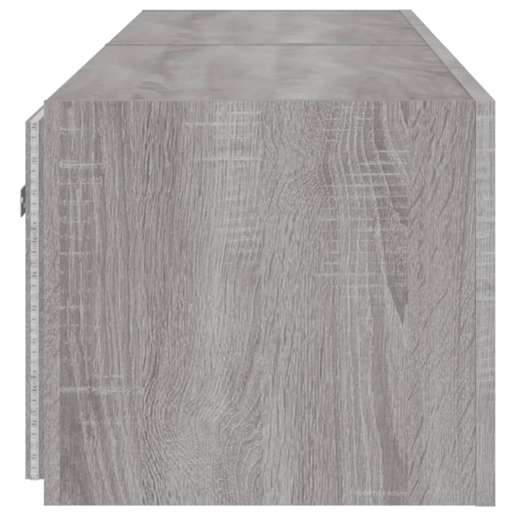 Comodă TV de perete cu LED, 2 buc, gri sonoma, 80x35x31 cm