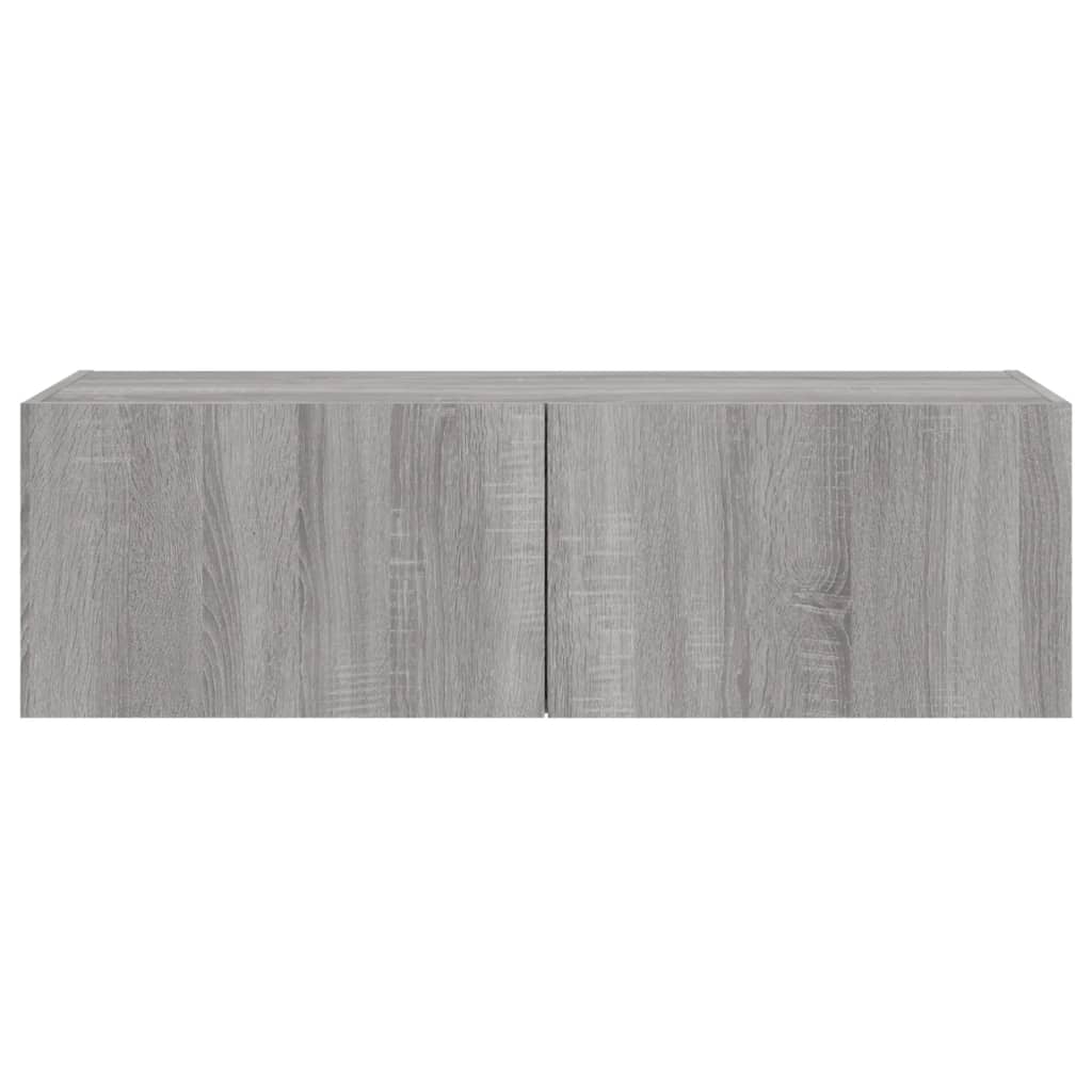 Comodă TV de perete cu lumini LED, gri sonoma, 100x35x31 cm
