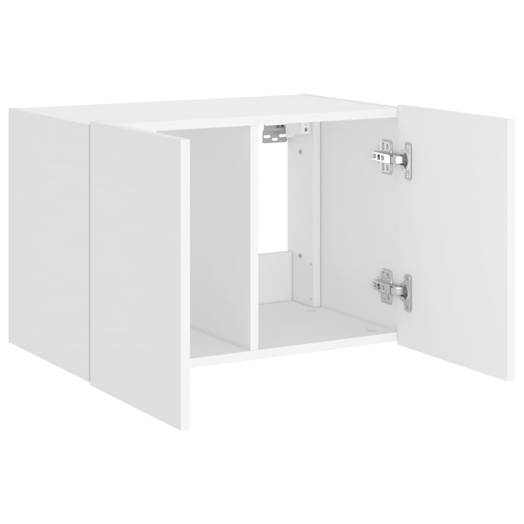 Comodă TV de perete cu lumini LED, alb, 60x35x41 cm