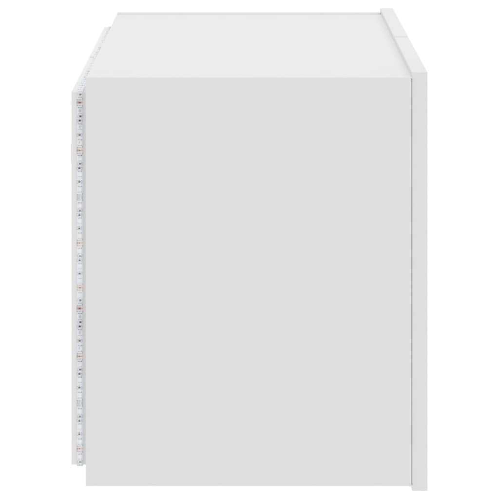 Comodă TV de perete cu lumini LED, alb, 60x35x41 cm