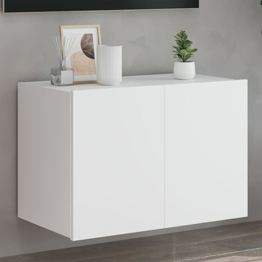 Comodă TV de perete cu lumini LED, alb, 60x35x41 cm