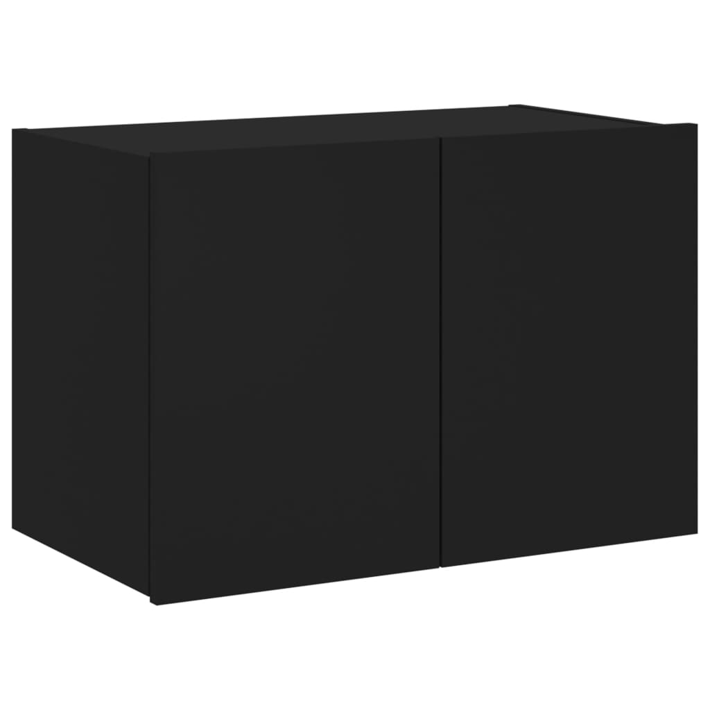 Wall-mounted TV cabinet with LED lights, black, 60x35x41 cm