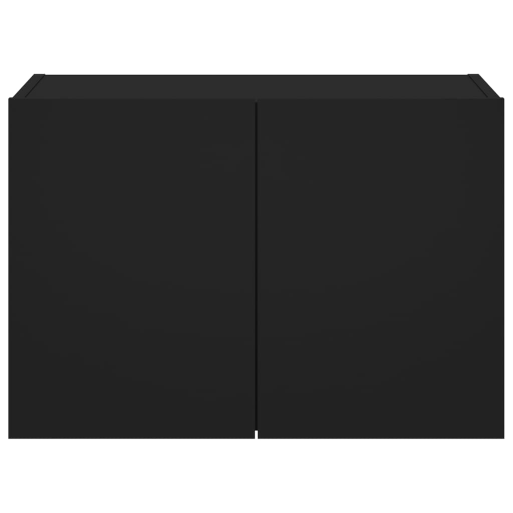 Wall-mounted TV cabinet with LED lights, black, 60x35x41 cm