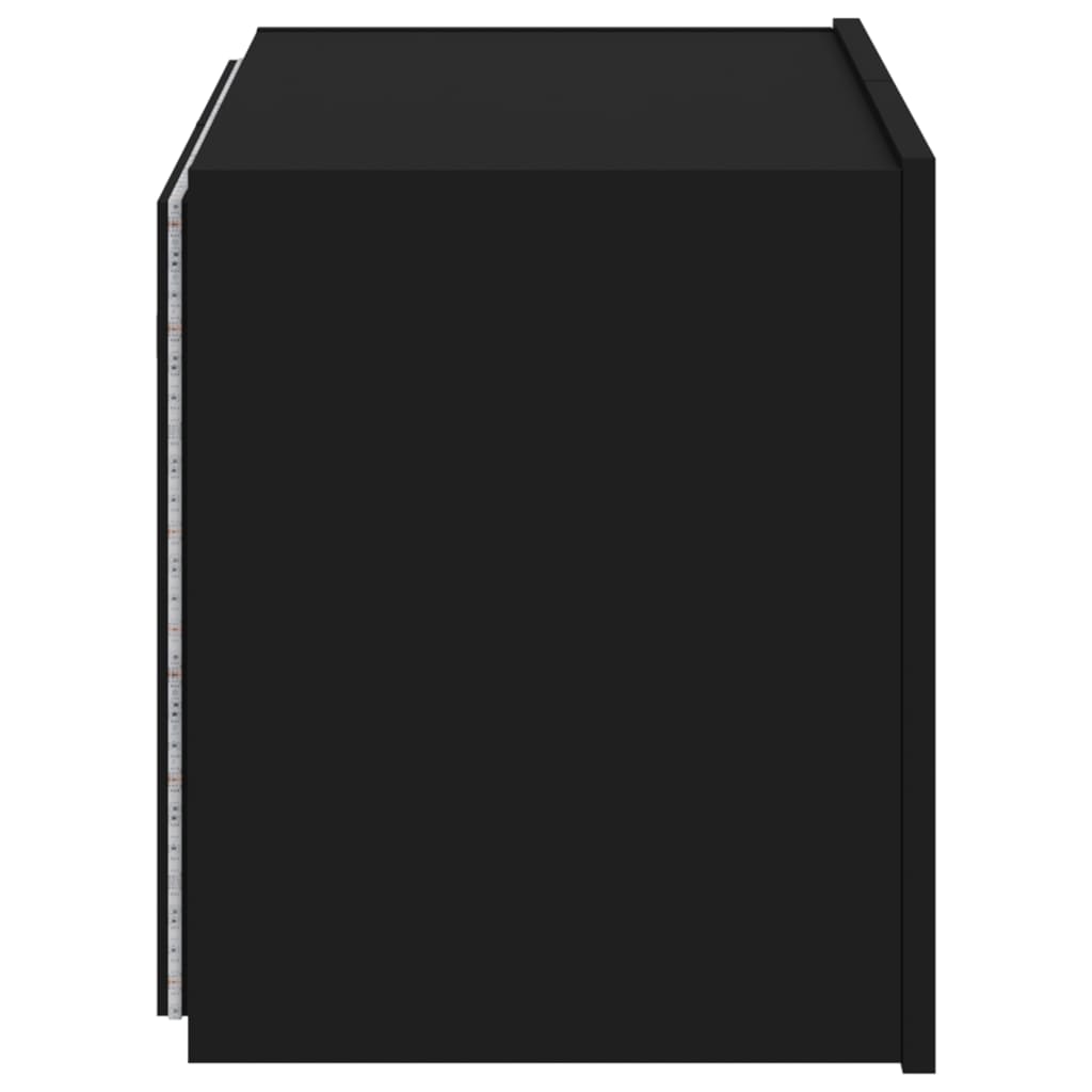 Wall-mounted TV cabinet with LED lights, black, 60x35x41 cm