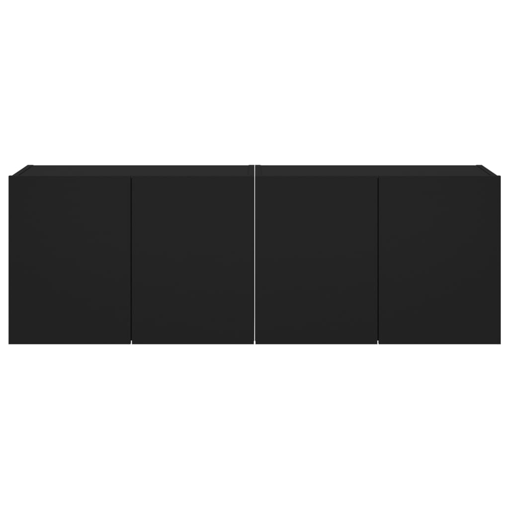 Wall-mounted TV chests with LED lights, 2 pcs., black, 60x35x41 cm