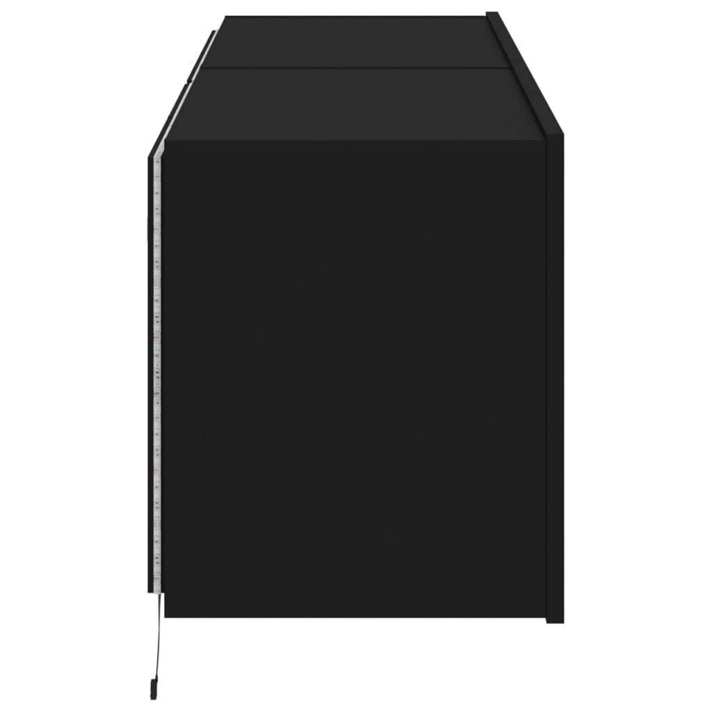 Wall-mounted TV chests with LED lights, 2 pcs., black, 60x35x41 cm