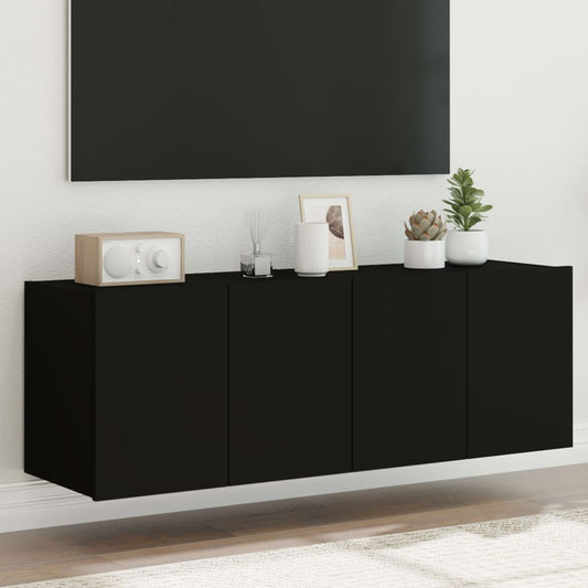 Wall-mounted TV chests with LED lights, 2 pcs., black, 60x35x41 cm