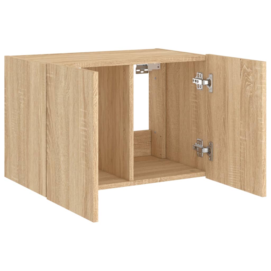 Wall-mounted TV cabinet with LED lights, sonoma oak, 60x35x41 cm