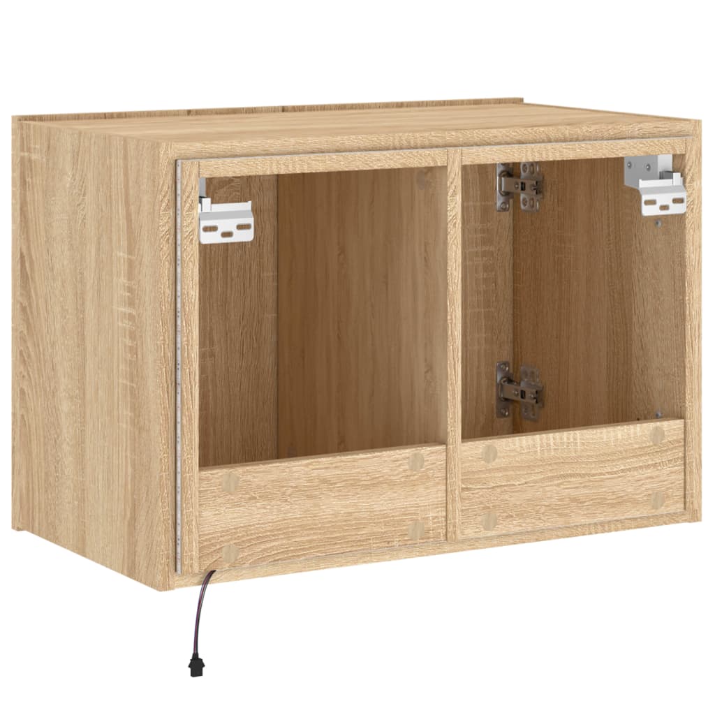 Wall-mounted TV cabinet with LED lights, sonoma oak, 60x35x41 cm
