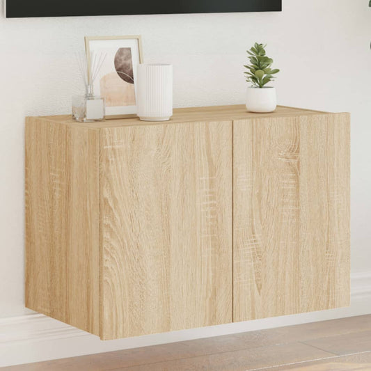 Wall-mounted TV cabinet with LED lights, sonoma oak, 60x35x41 cm
