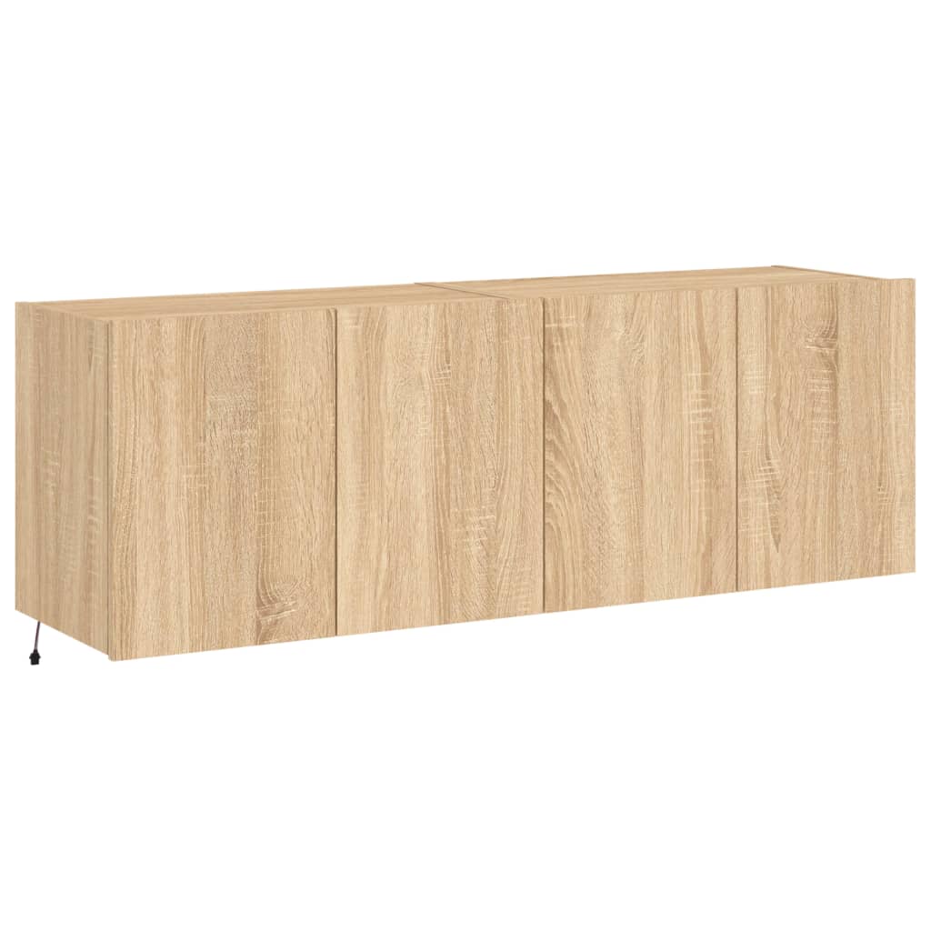 Wall-mounted TV cabinet with LED, 2 pcs. sonoma oak, 60x35x41 cm