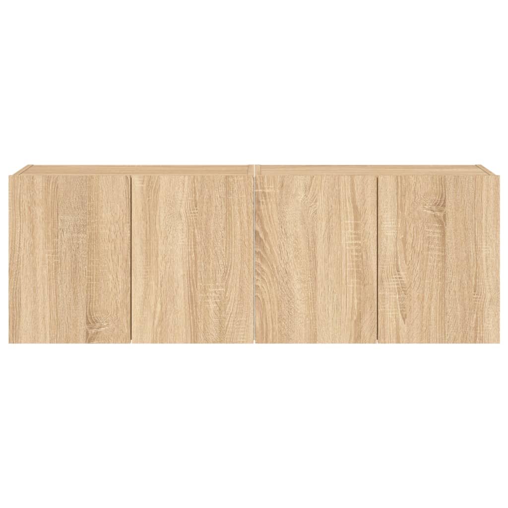Wall-mounted TV cabinet with LED, 2 pcs. sonoma oak, 60x35x41 cm