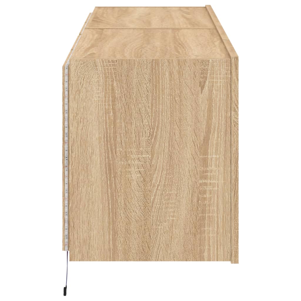 Wall-mounted TV cabinet with LED, 2 pcs. sonoma oak, 60x35x41 cm