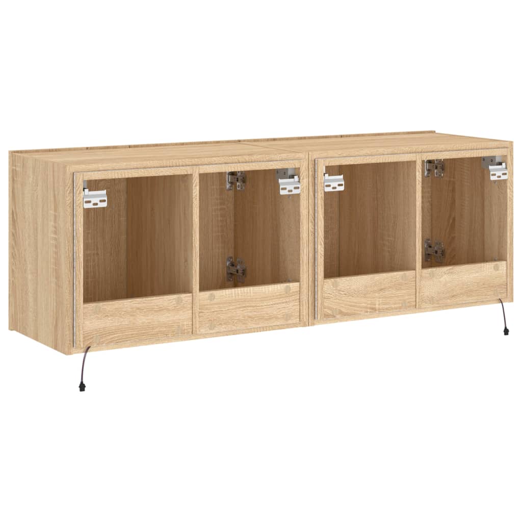 Wall-mounted TV cabinet with LED, 2 pcs. sonoma oak, 60x35x41 cm