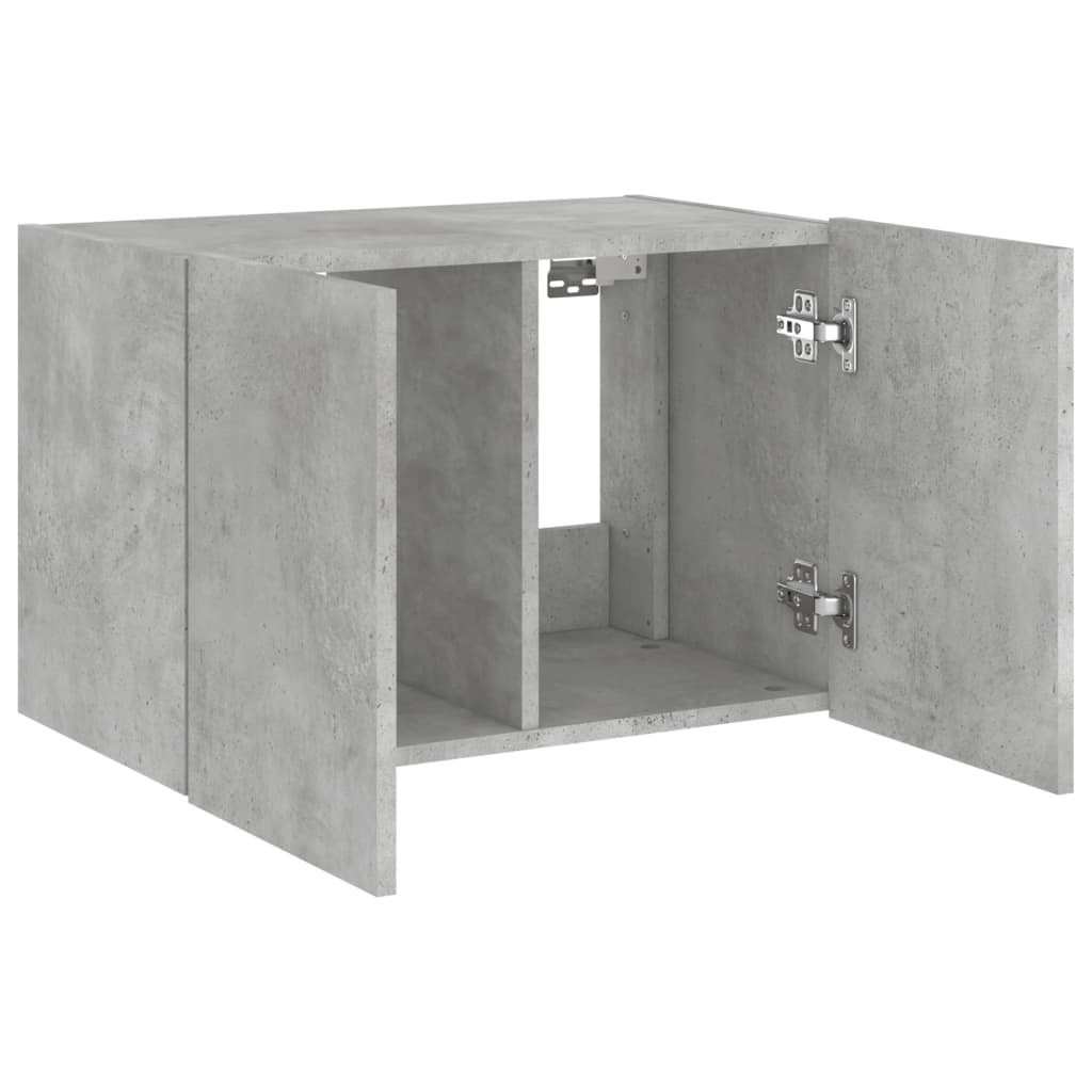 Comodă TV de perete cu lumini LED, gri beton, 60x35x41 cm