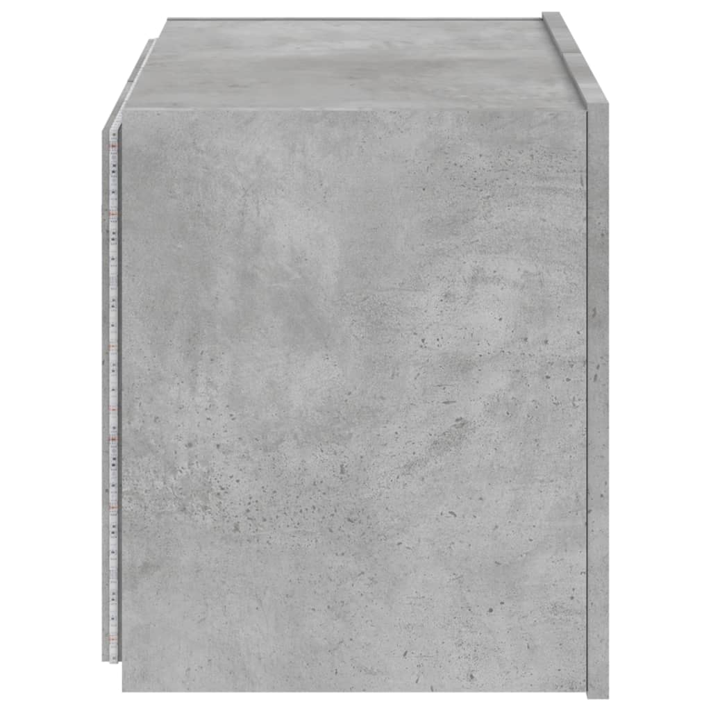 Comodă TV de perete cu lumini LED, gri beton, 60x35x41 cm