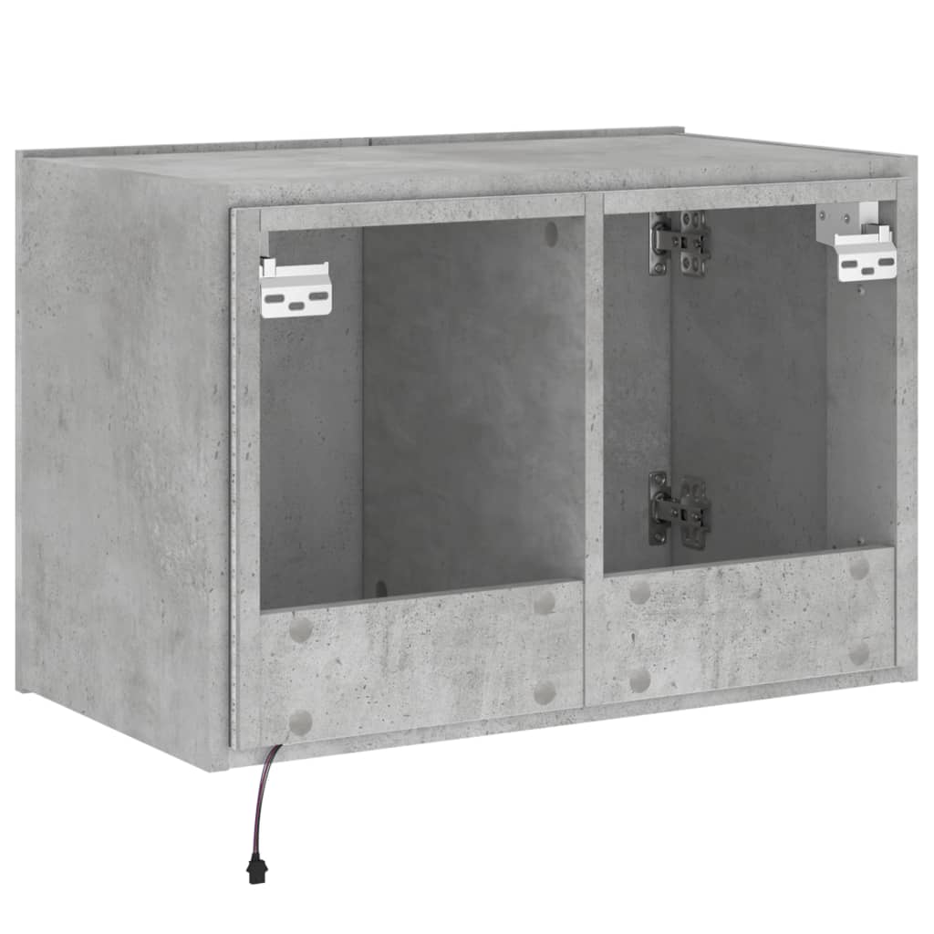 Comodă TV de perete cu lumini LED, gri beton, 60x35x41 cm