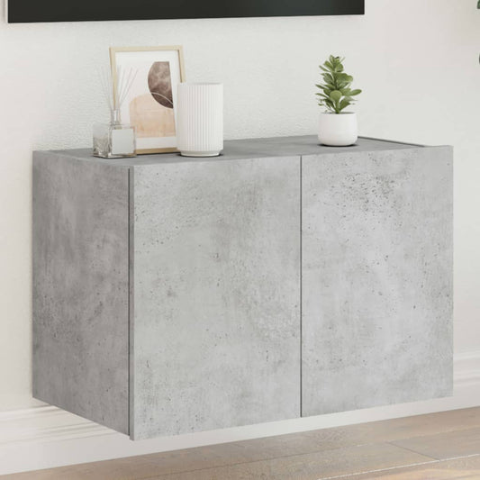 Comodă TV de perete cu lumini LED, gri beton, 60x35x41 cm