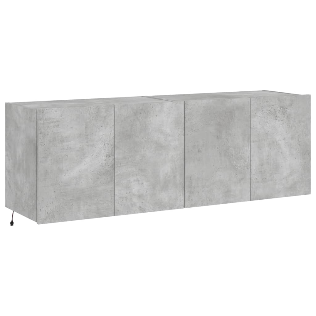 Wall-mounted TV chests with LED lights 2 pcs. concrete gray 60x35x41 cm
