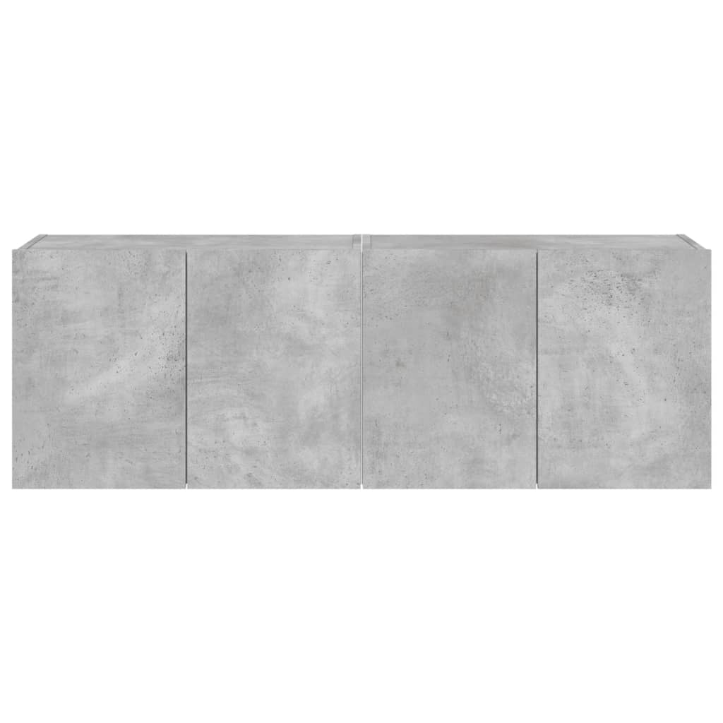 Wall-mounted TV chests with LED lights 2 pcs. concrete gray 60x35x41 cm