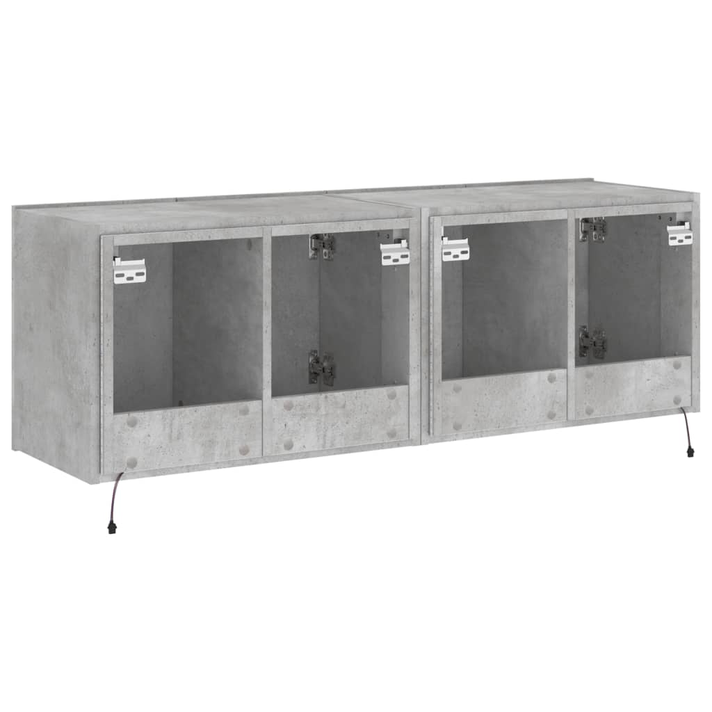 Wall-mounted TV chests with LED lights 2 pcs. concrete gray 60x35x41 cm