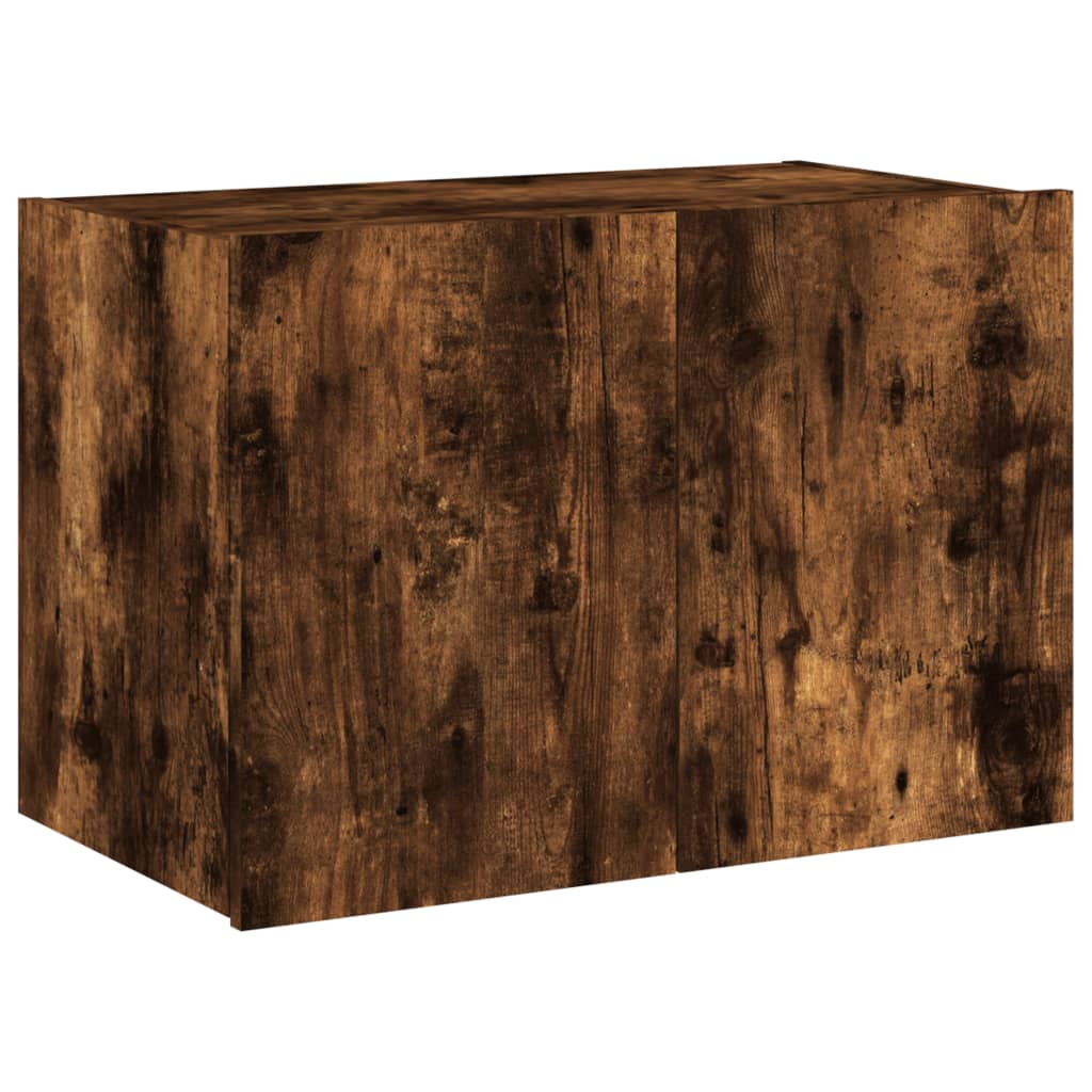 Wall-mounted TV cabinet with LED lights, smoky oak, 60x35x41 cm