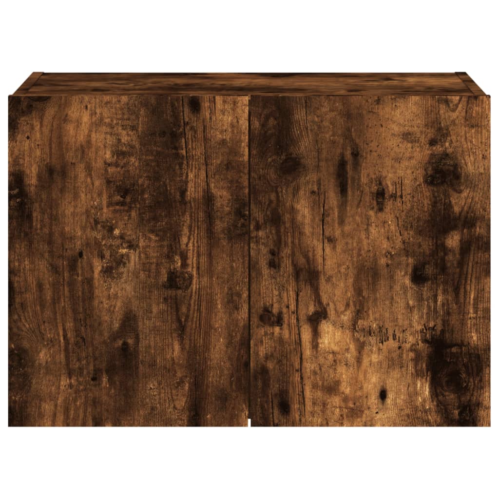 Wall-mounted TV cabinet with LED lights, smoky oak, 60x35x41 cm