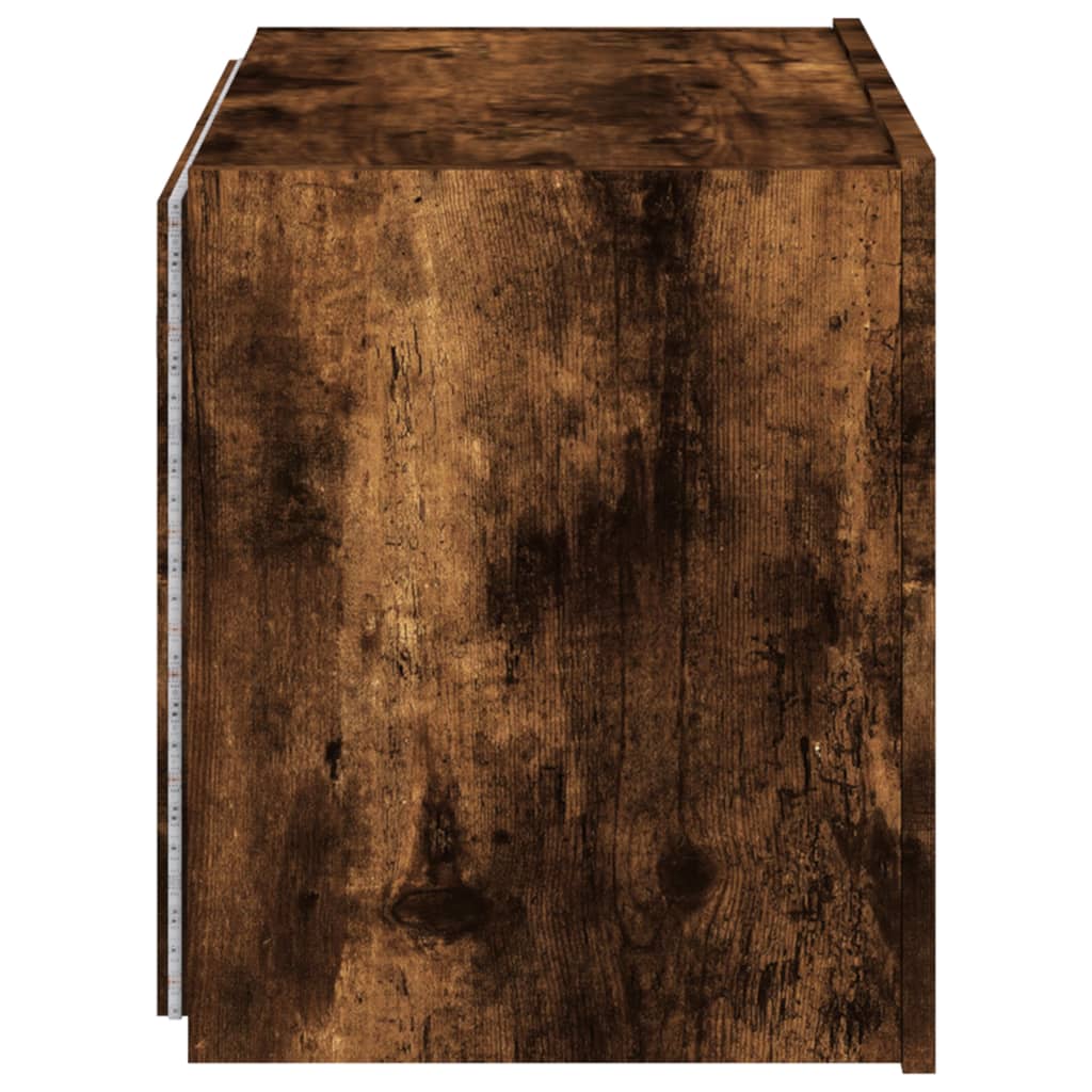 Wall-mounted TV cabinet with LED lights, smoky oak, 60x35x41 cm