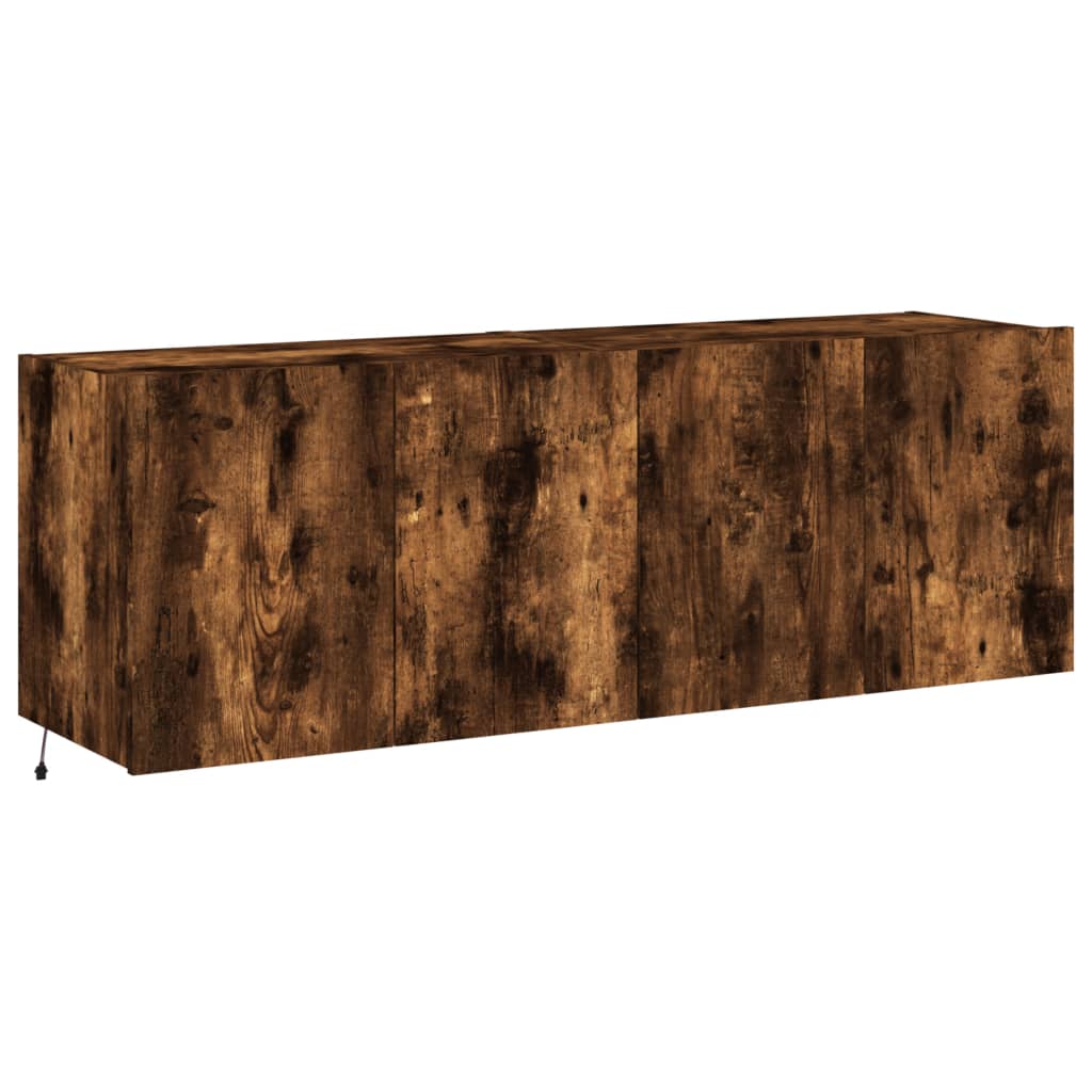 Wall-mounted TV cabinet with LED, 2 pcs. smoky oak, 60x35x41 cm