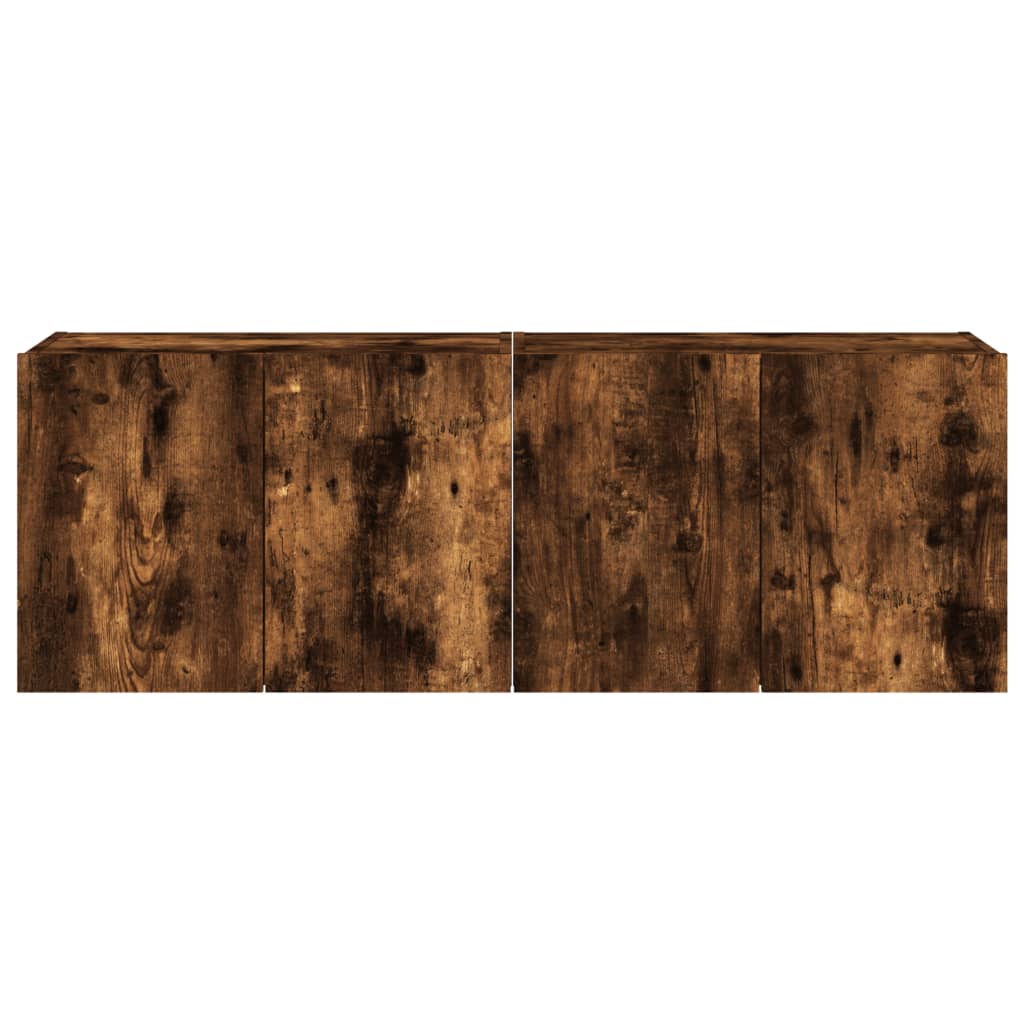Wall-mounted TV cabinet with LED, 2 pcs. smoky oak, 60x35x41 cm