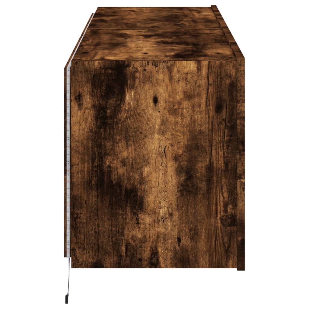 Wall-mounted TV cabinet with LED, 2 pcs. smoky oak, 60x35x41 cm
