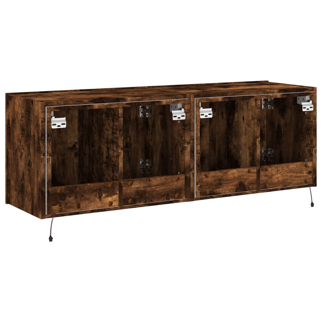 Wall-mounted TV cabinet with LED, 2 pcs. smoky oak, 60x35x41 cm