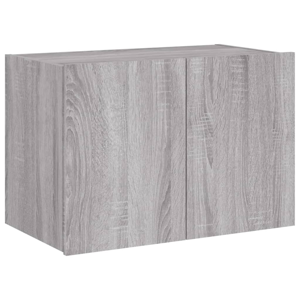 Comodă TV de perete cu lumini LED, gri sonoma, 60x35x41 cm